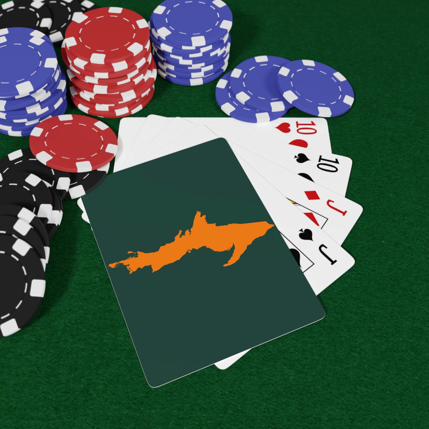 Michigan Upper Peninsula Poker Cards (Green w/ Orange UP Outline)