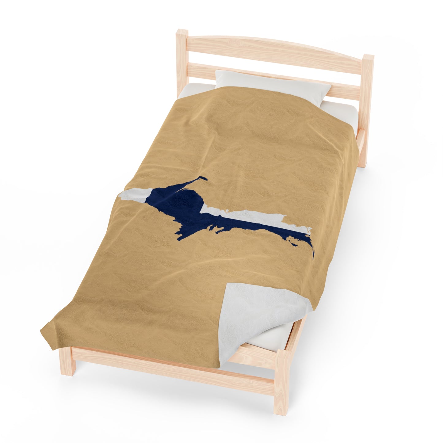 Michigan Upper Peninsula Plush Blanket (w/ UP Finland Flag Outline) | Maple Color