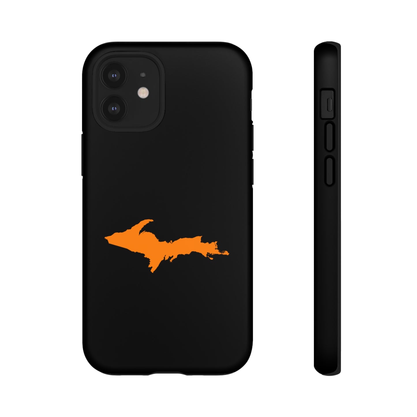 Michigan Upper Peninsula Tough Phone Case (Black w/ Orange UP Outline) | Apple iPhone