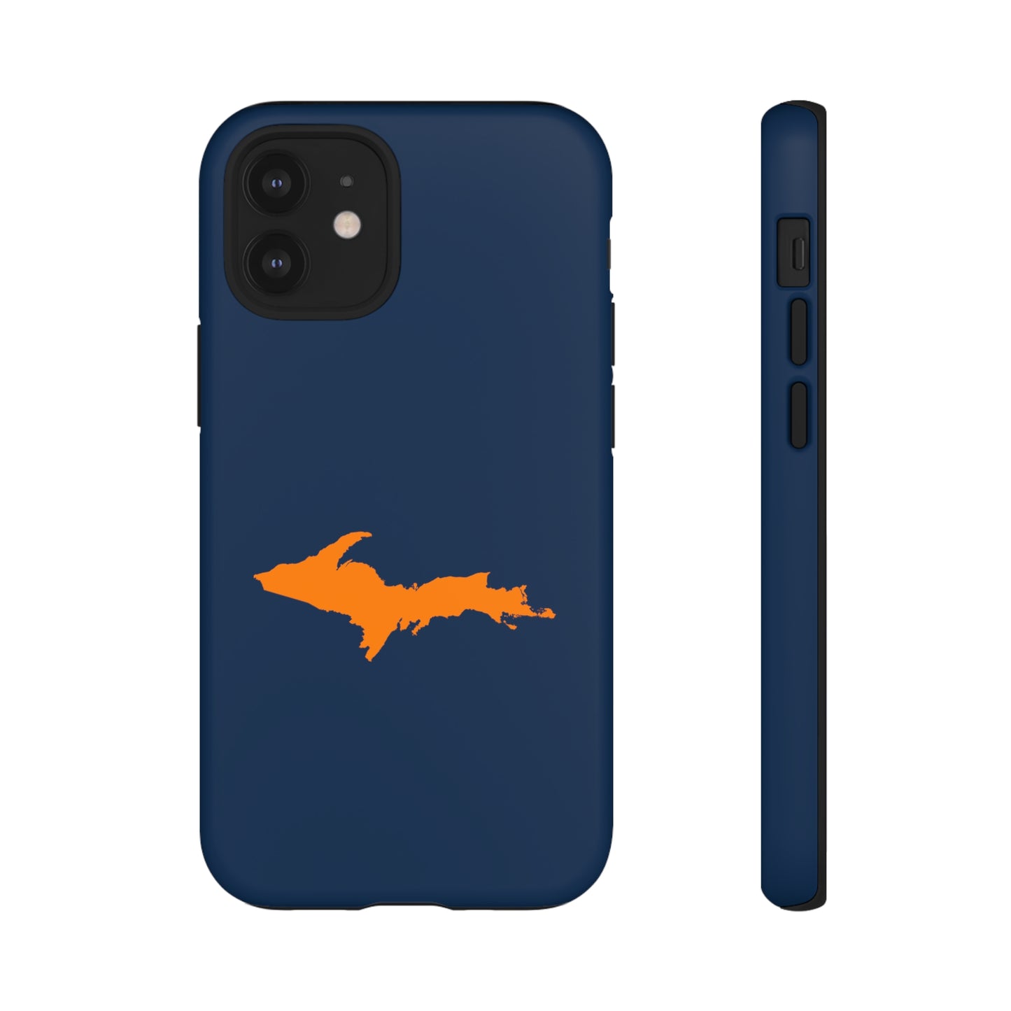 Michigan Upper Peninsula Tough Phone Case (Navy w/ Orange UP Outline) | Apple iPhone