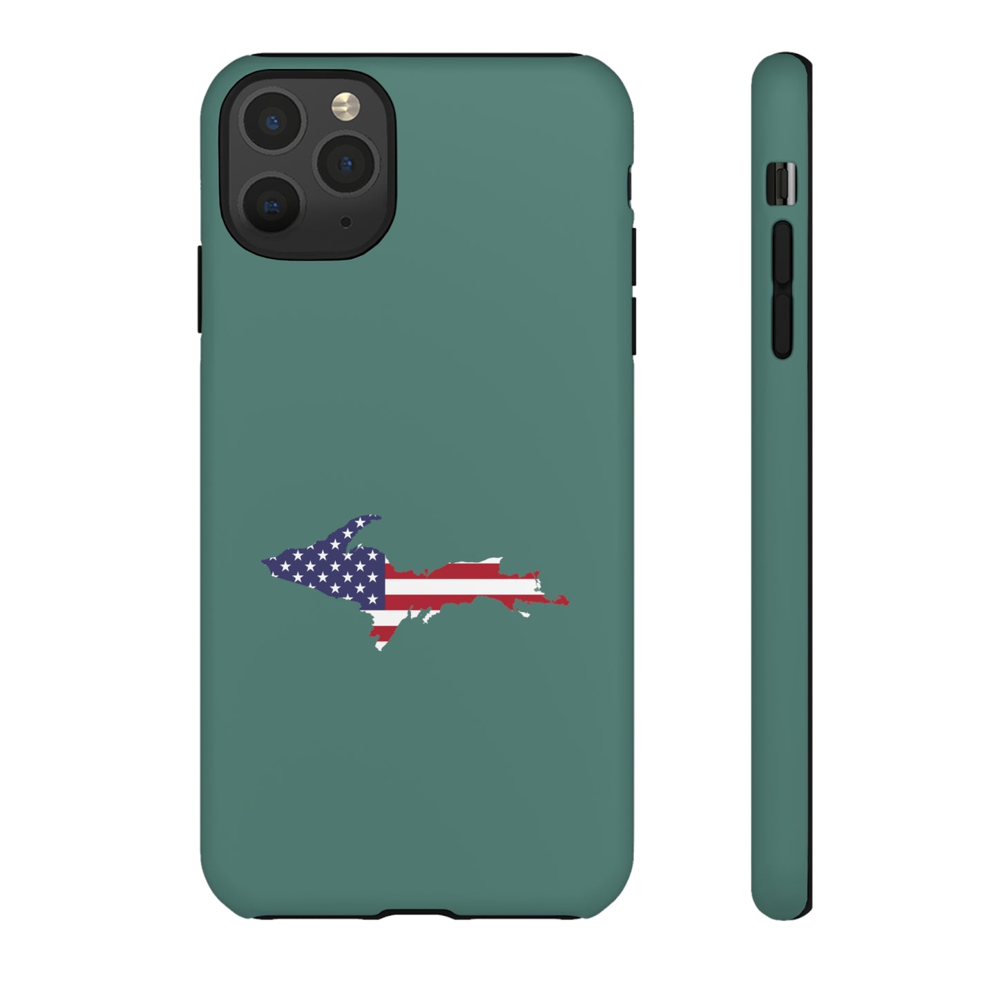 Michigan Upper Peninsula Tough Phone Case (Copper Green w/ UP USA Outline) | Apple iPhone