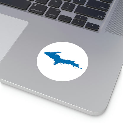 Michigan Upper Peninsula Round Stickers (w/ Azure UP Outline) | Indoor\Outdoor