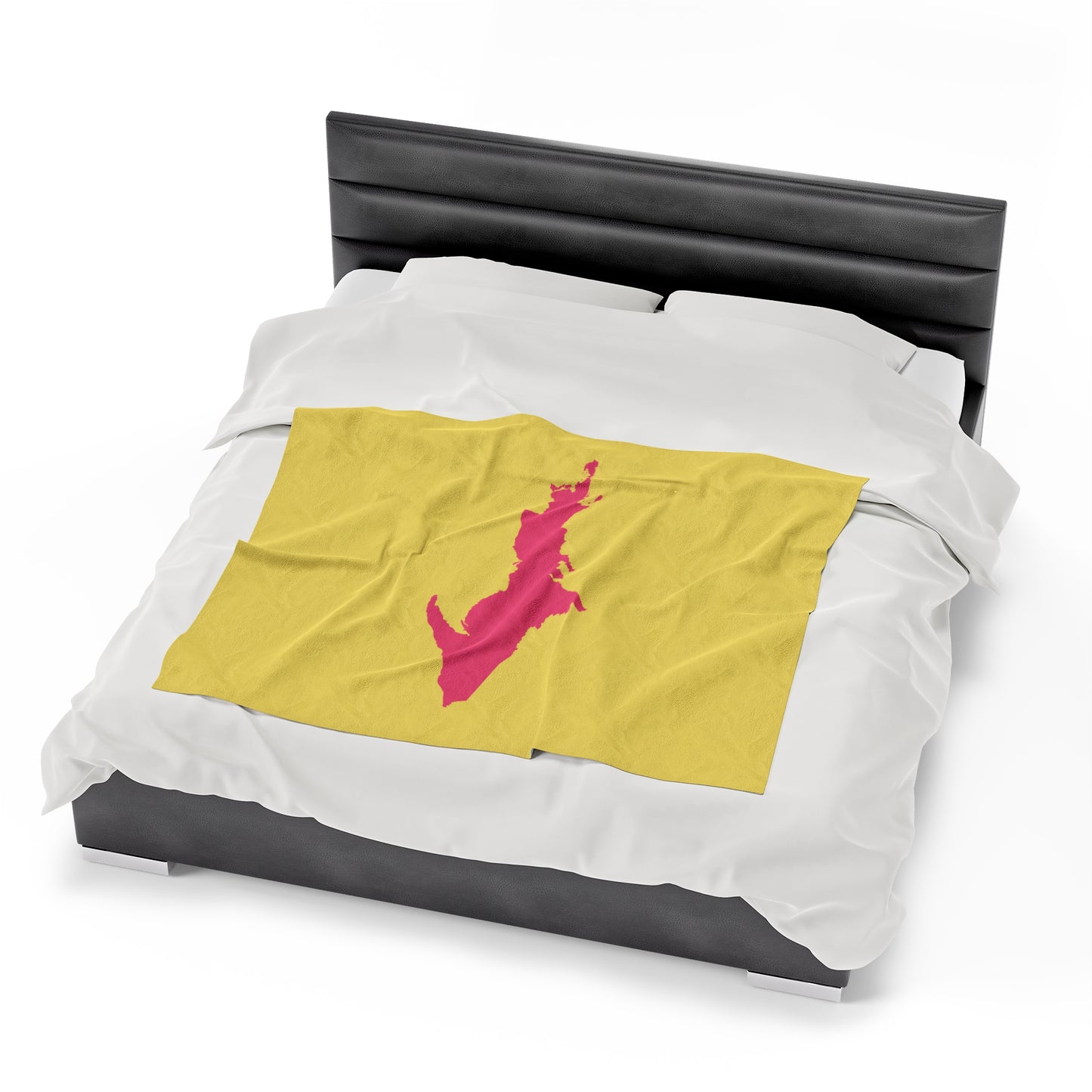 Michigan Upper Peninsula Plush Blanket (w/ Pink UP Outline) | Cherry Yellow