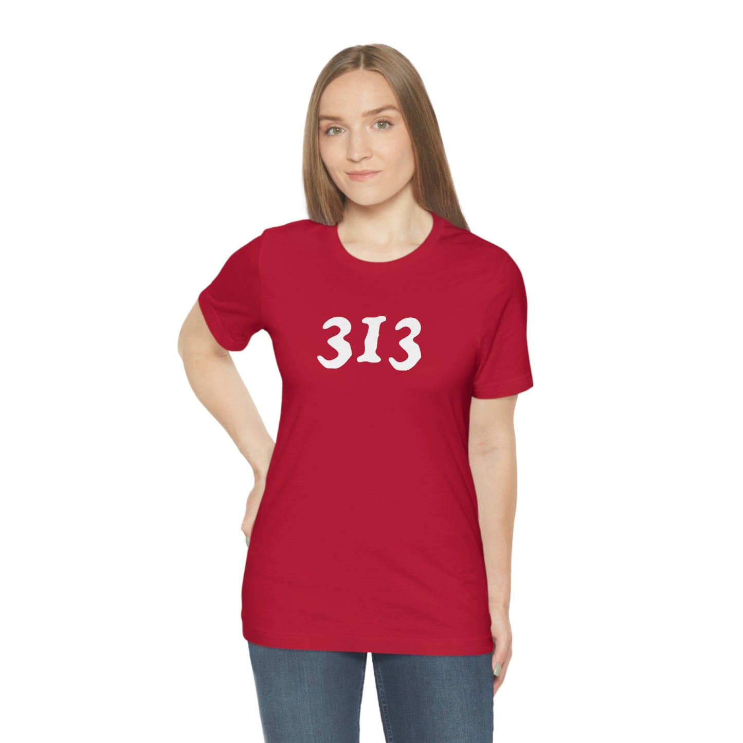 Detroit '313' T-Shirt (Woodcut Font) | Unisex Standard Fit