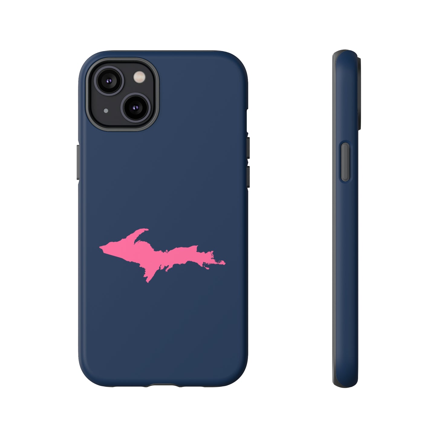 Michigan Upper Peninsula Tough Phone Case (Navy w/ Pink UP Outline) | Apple iPhone