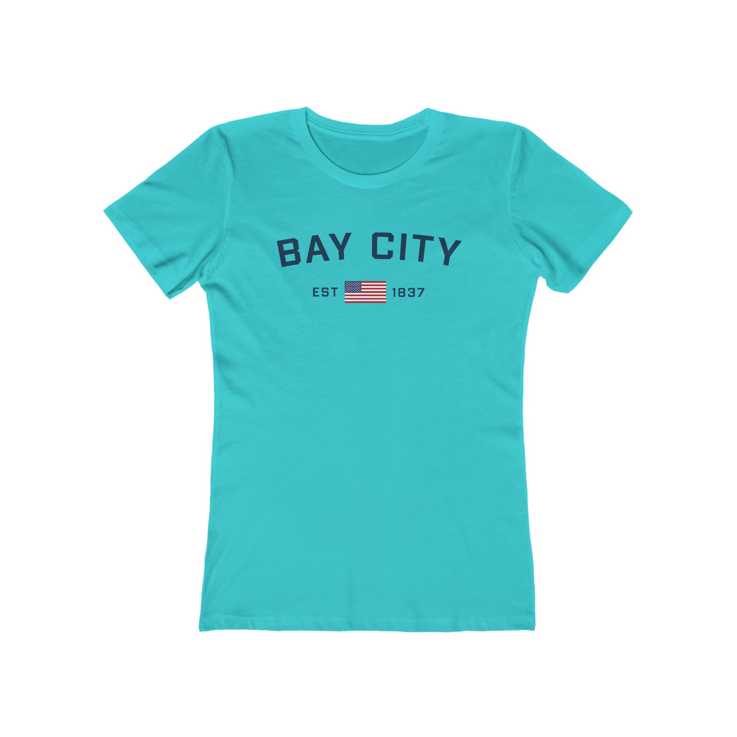 'Bay City EST 1837' (w/USA Flag Outline) | Women's Boyfriend Cut