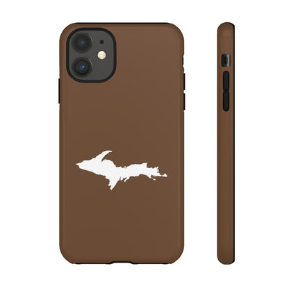 Michigan Upper Peninsula Tough Phone Case (Coffee Color w/ UP Outline) | Apple iPhone