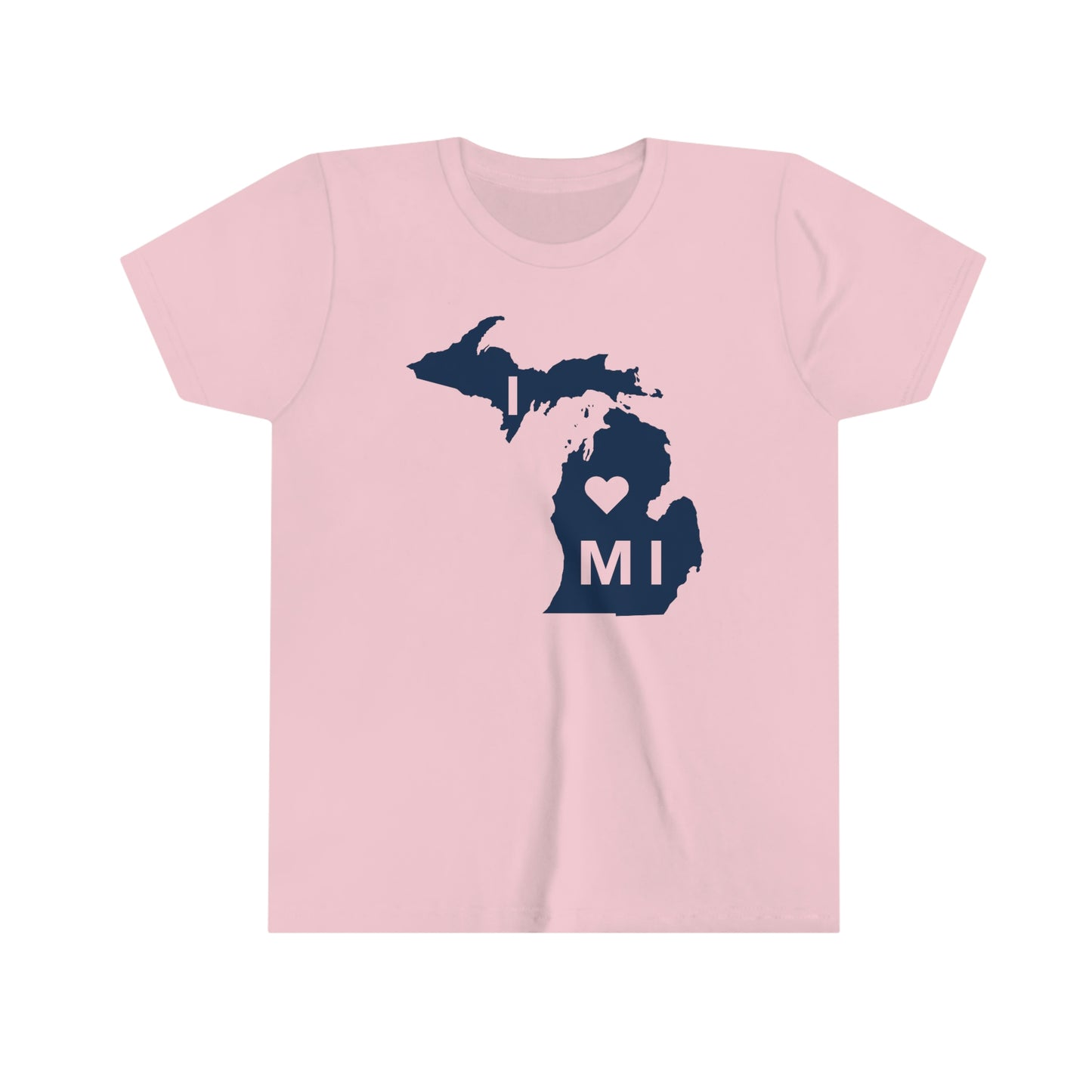 Michigan 'I ♡ MI' T-Shirt (Full Body Outline) | Youth Short Sleeve