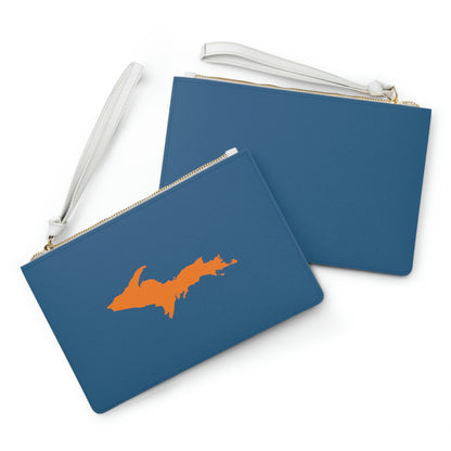 Michigan Upper Peninsula Clutch Bag (Blueberry w/ Orange UP Outline)