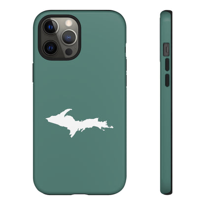 Michigan Upper Peninsula Tough Phone Case (Copper Green w/ UP Outline) | Apple iPhone