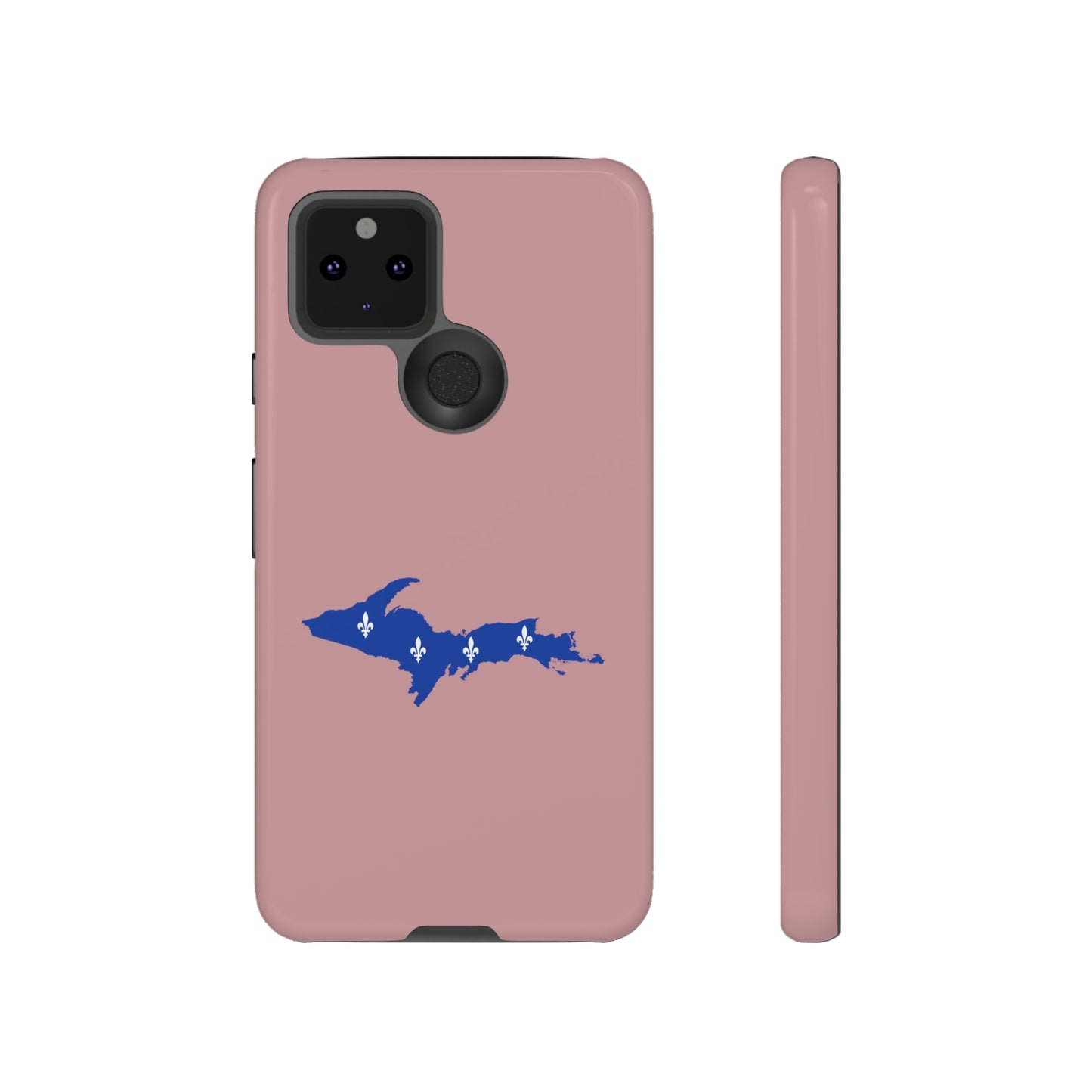 Michigan Upper Peninsula Tough Phone Case (Cherry Blossom Pink w/ UP Quebec Flag Outline) | Samsung & Pixel Android