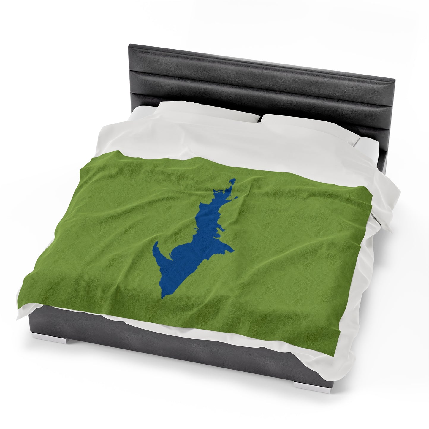 Michigan Upper Peninsula Plush Blanket (w/ Azure UP Outline) | Gooseberry Green