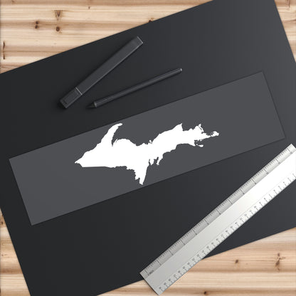 Michigan Upper Peninsula Bumper Sticker (w/ UP Outline) | Iron Ore Grey Background