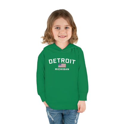 'Detroit Michigan' Hoodie (w/USA Flag Outline) | Unisex Toddler