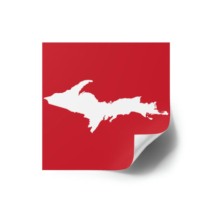 Michigan Upper Peninsula Square Sticker (Red w/ UP Outline) | Indoor/Outdoor