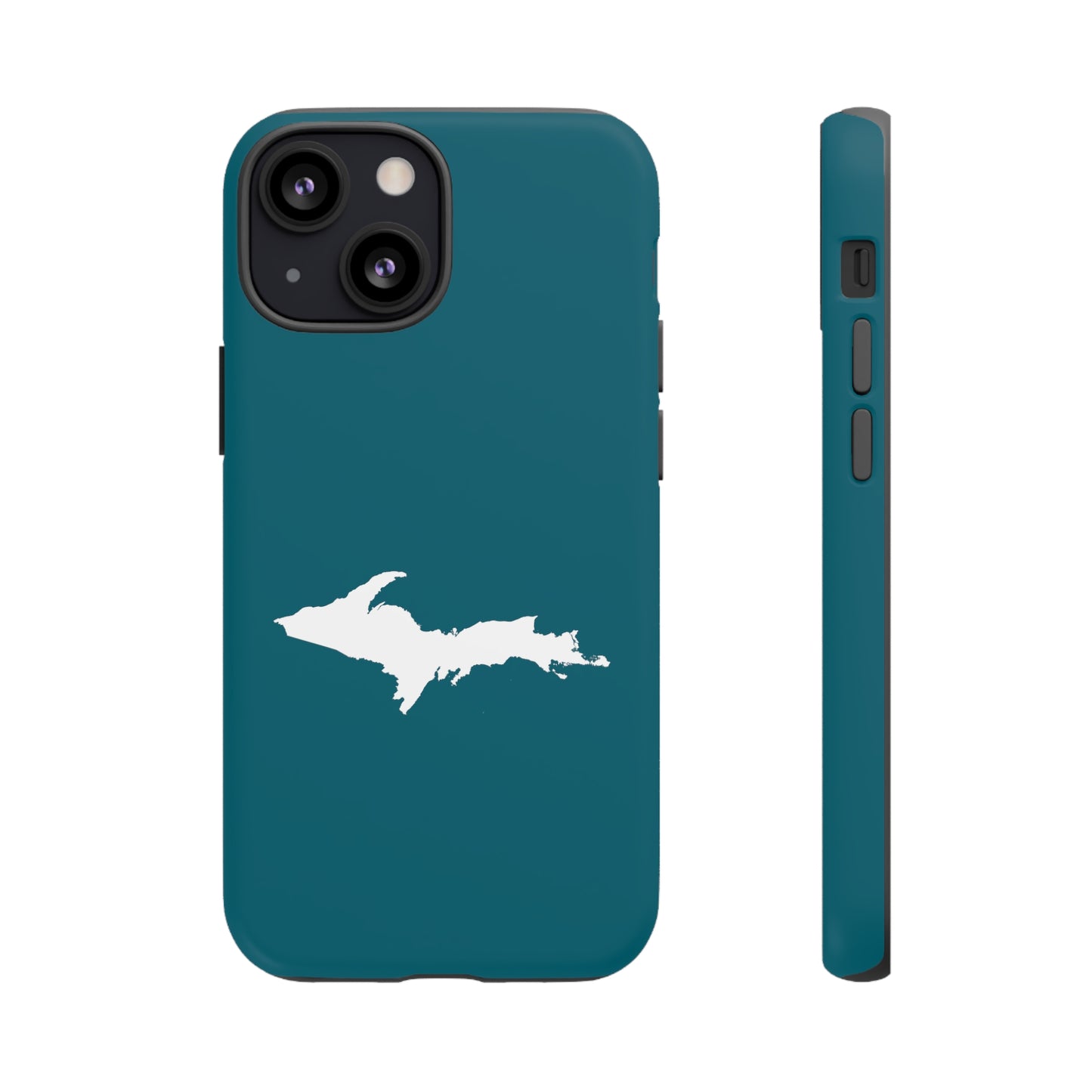 Michigan Upper Peninsula Tough Phone Case (Auburn Hills Teal w/ UP Outline) | Apple iPhone