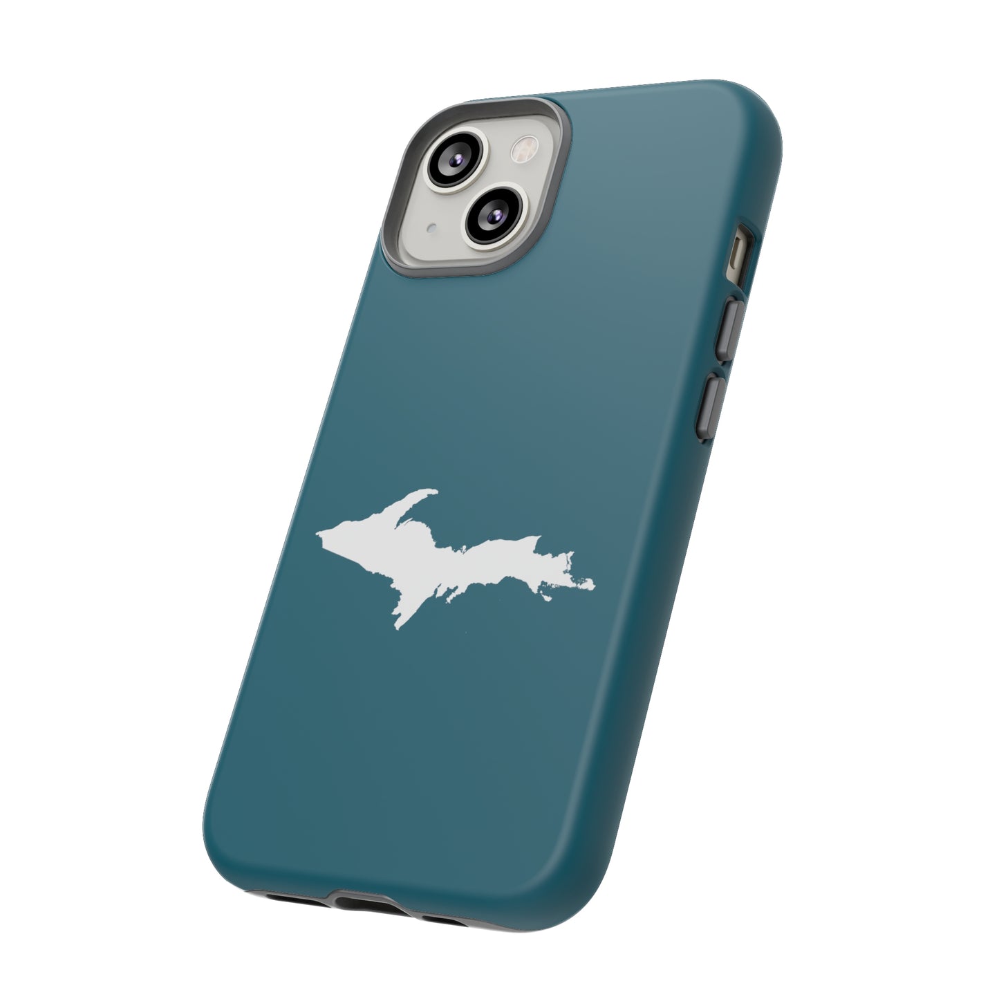 Michigan Upper Peninsula Tough Phone Case (Auburn Hills Teal w/ UP Outline) | Apple iPhone