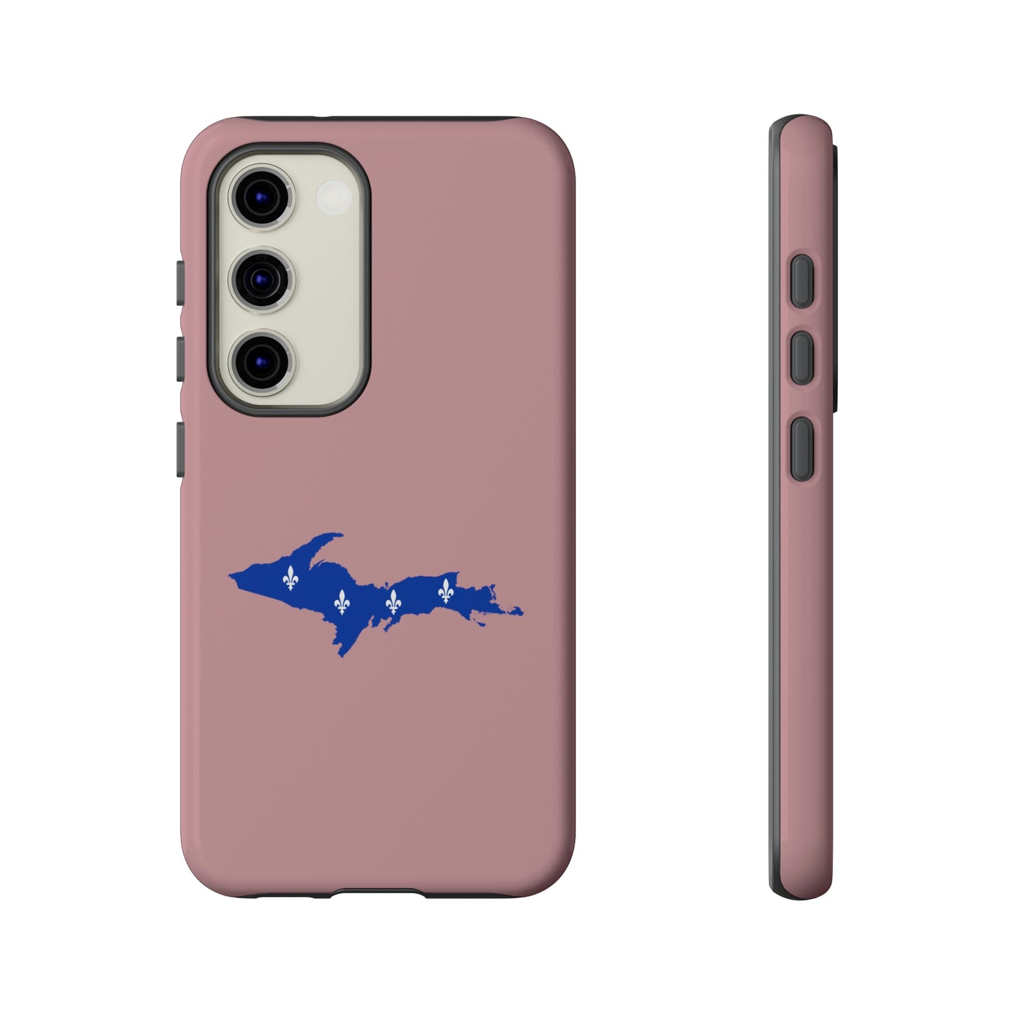 Michigan Upper Peninsula Tough Phone Case (Cherry Blossom Pink w/ UP Quebec Flag Outline) | Samsung & Pixel Android