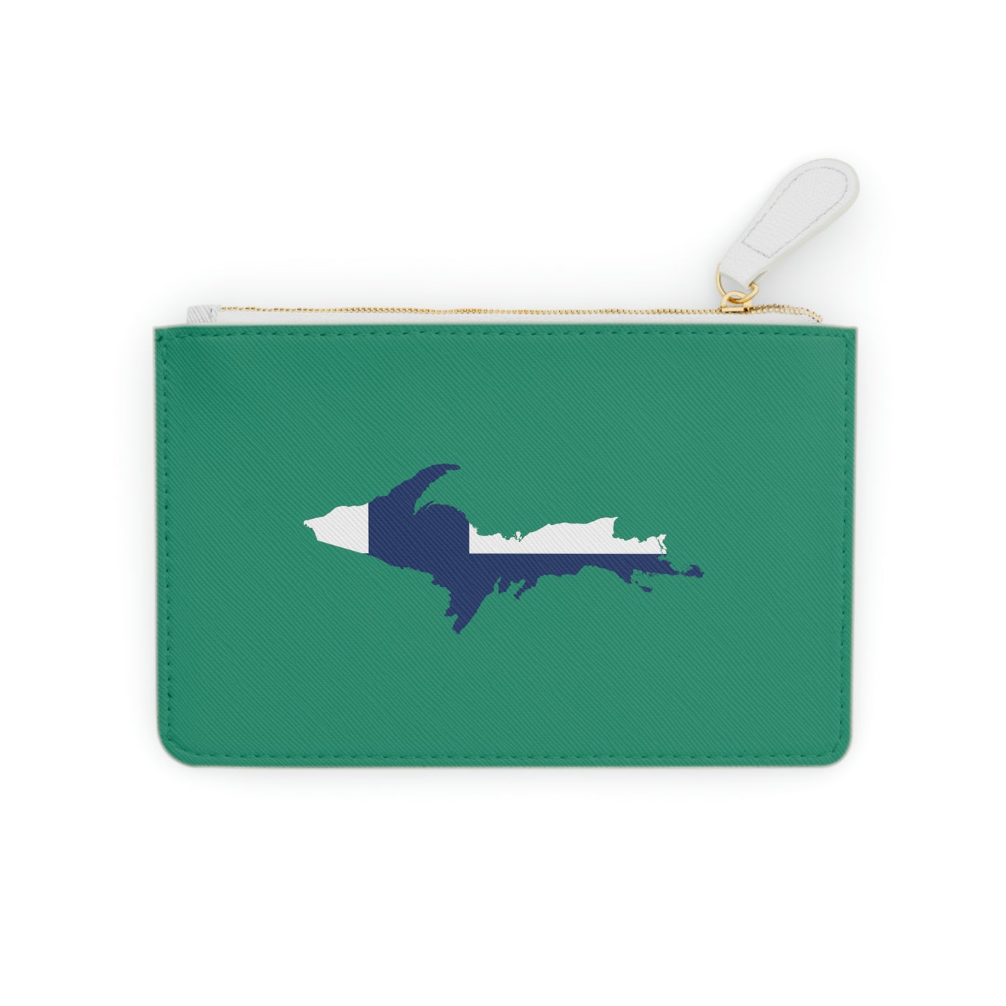 Michigan Upper Peninsula Mini Clutch Bag (Emerald Green w/ UP Finland Flag Outline)