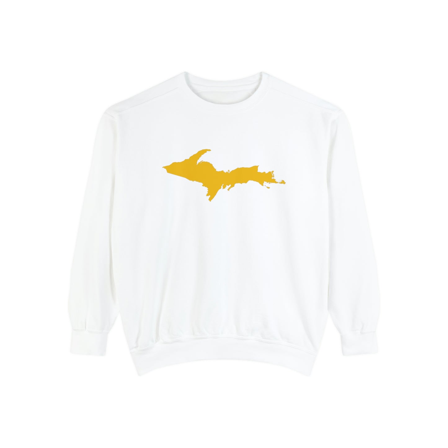 Michigan Upper Peninsula Sweatshirt (w/ Gold UP Outline) | Unisex Garment Dyed