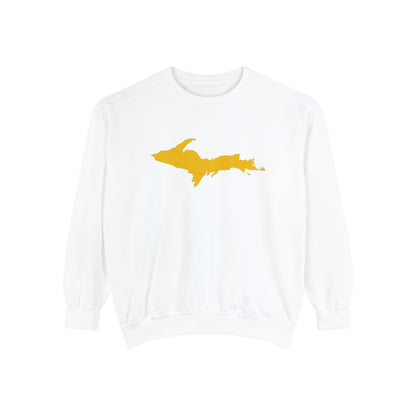 Michigan Upper Peninsula Sweatshirt (w/ Gold UP Outline) | Unisex Garment Dyed