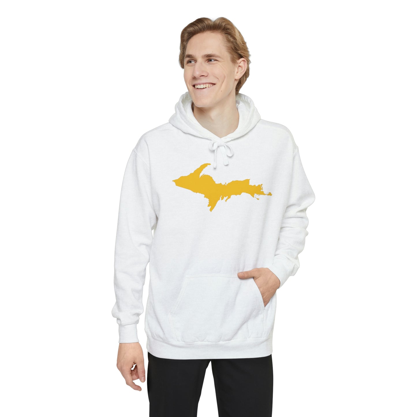 Michigan Upper Peninsula Hoodie (w/ Gold UP Outline) | Unisex Garment-Dyed