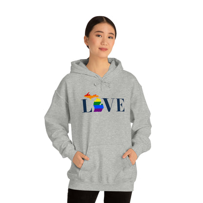 Michigan 'Love' Hoodie (w/LGBTQ Pride Colors) | Unisex Standard