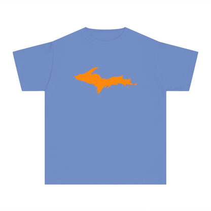 Michigan Upper Peninsula T-Shirt (w/ Orange UP Outline) | Youth Garment-Dyed