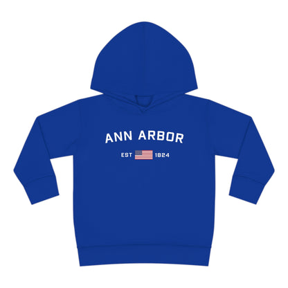 'Ann Arbor EST 1824' Hoodie (w/USA Flag Outline) | Unisex Toddler