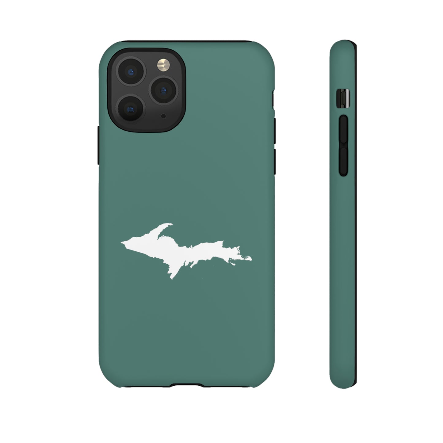 Michigan Upper Peninsula Tough Phone Case (Copper Green w/ UP Outline) | Apple iPhone