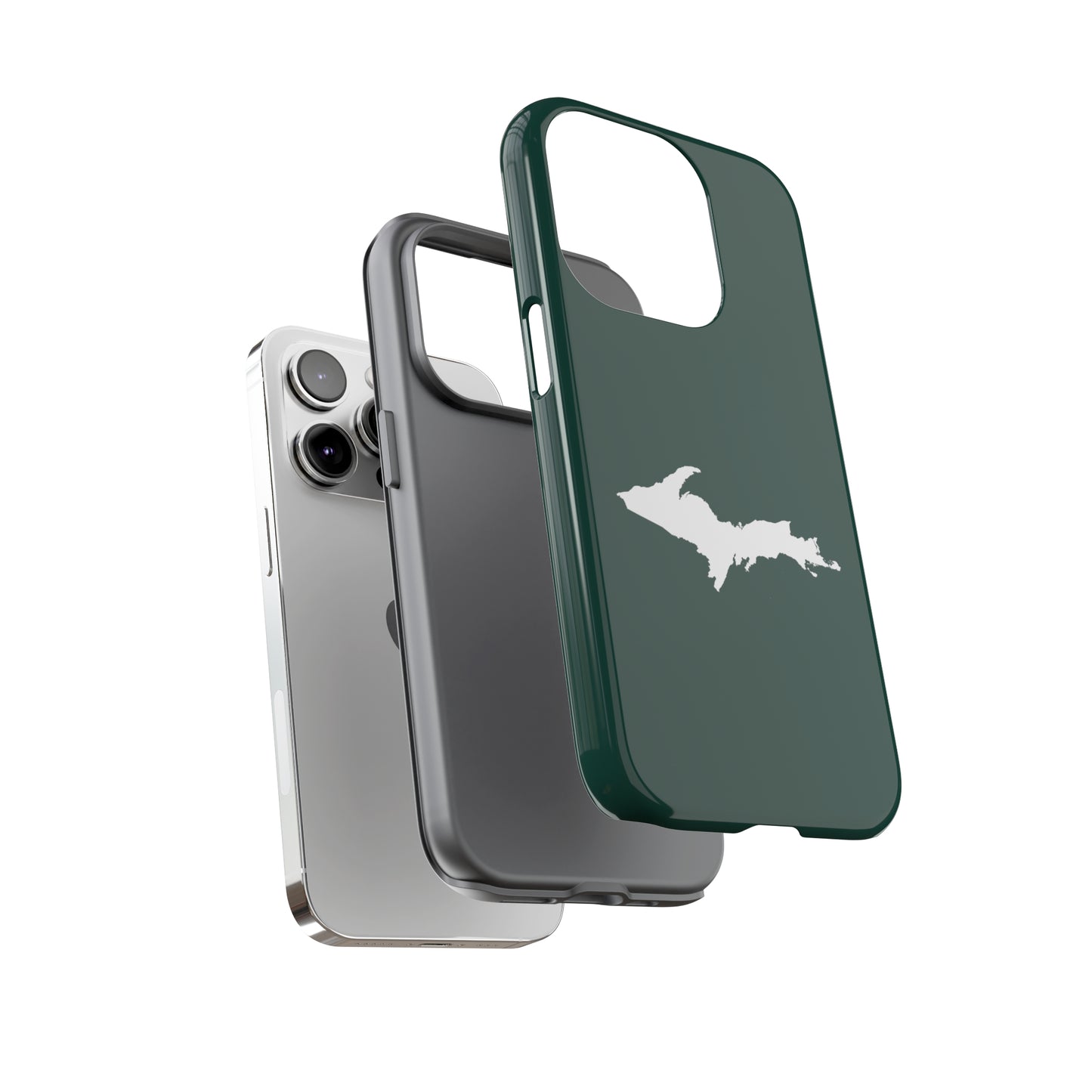 Michigan Upper Peninsula Tough Phone Case (Green w/ UP Outline) | Apple iPhone