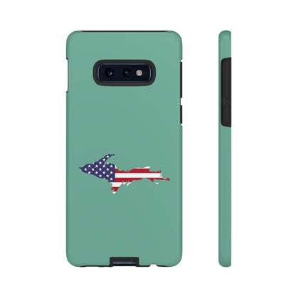 Michigan Upper Peninsula Tough Phone Case ('64 Metallic Mint Green w/ UP USA Flag Outline) | Samsung & Pixel Android