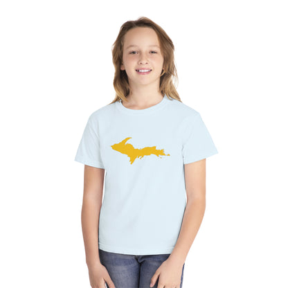 Michigan Upper Peninsula T-Shirt (w/ Gold UP Outline) | Youth Garment-Dyed