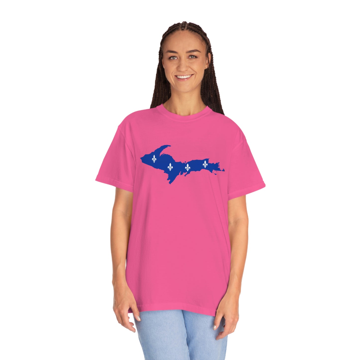 Michigan Upper Peninsula T-Shirt (w/ UP Quebec Flag Outline) | Unisex Garment-Dyed