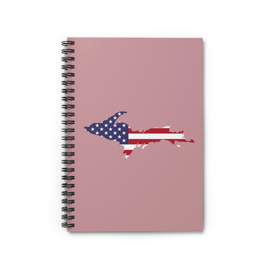 Michigan Upper Peninsula Spiral Notebook (w/ UP USA Flag Outline) | Cherry Blossom Pink