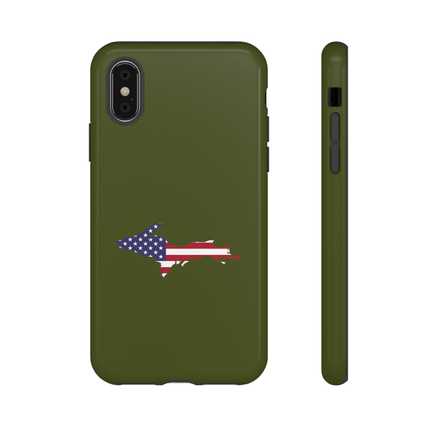 Michigan Upper Peninsula Tough Phone Case (Army Green w/ UP USA Outline) | Apple iPhone