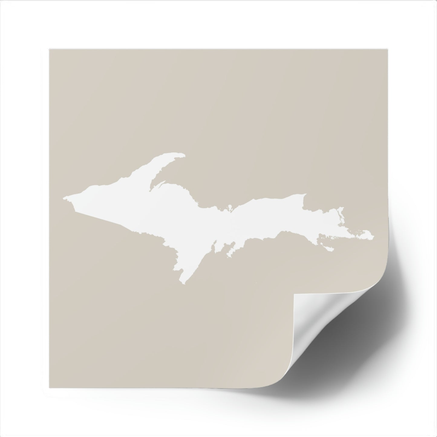 Michigan Upper Peninsula Square Sticker (Canvas Color w/ UP Outline) | Indoor/Outdoor