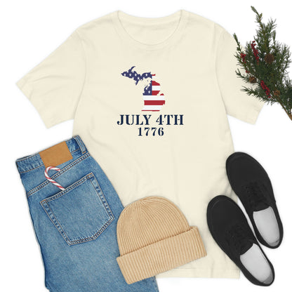 Michigan 'July 4th 1776' T-Shirt (Army Font w/ MI USA Outline) | Unisex Standard Fit