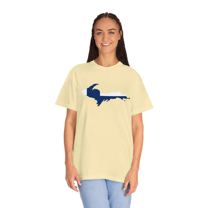 Michigan Upper Peninsula T-Shirt (w/ UP Finland Flag Outline) | Unisex Garment-Dyed