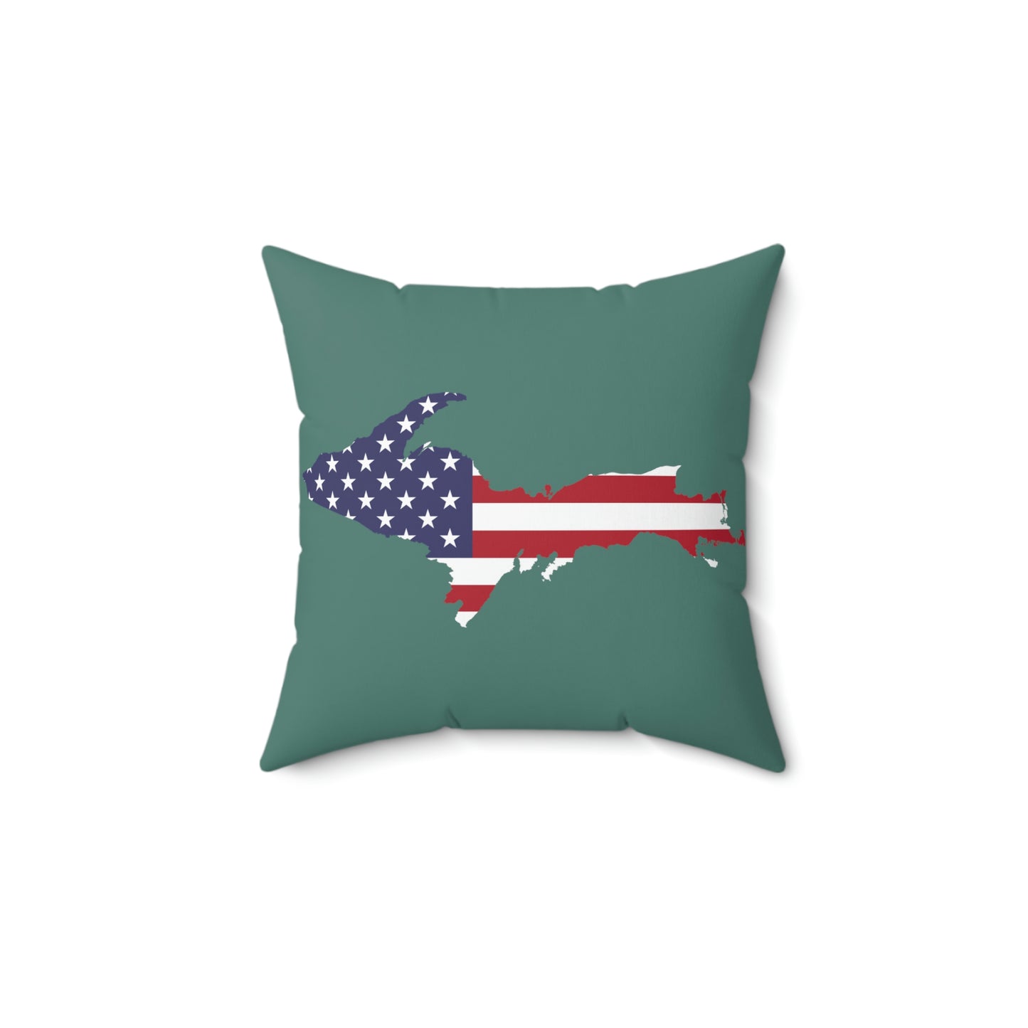 Michigan Upper Peninsula Accent Pillow (w/ UP USA Flag Outline) | Copper Green