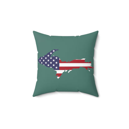 Michigan Upper Peninsula Accent Pillow (w/ UP USA Flag Outline) | Copper Green