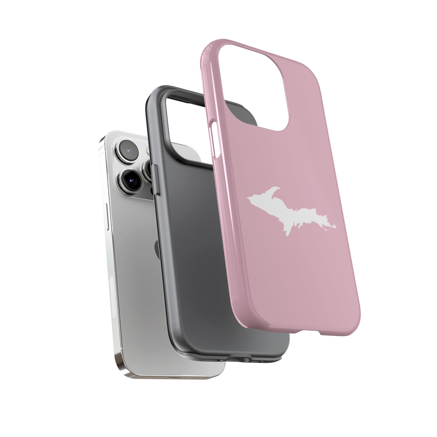 Michigan Upper Peninsula Tough Phone Case (Pink w/ UP Outline) | Apple iPhone