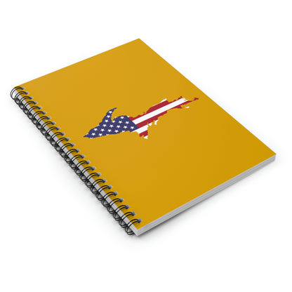 Michigan Upper Peninsula Spiral Notebook (w/ UP USA Flag Outline) | Gold