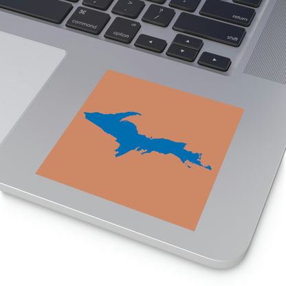 Michigan Upper Peninsula Square Sticker (Copper Color w/ Azure UP Outline) | Indoor/Outdoor