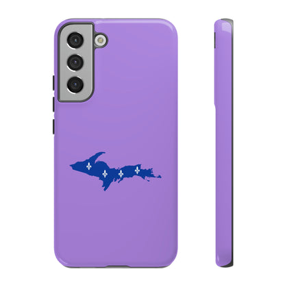 Michigan Upper Peninsula Tough Phone Case (Lavender w/ UP Quebec Flag Outline) | Samsung & Pixel Android