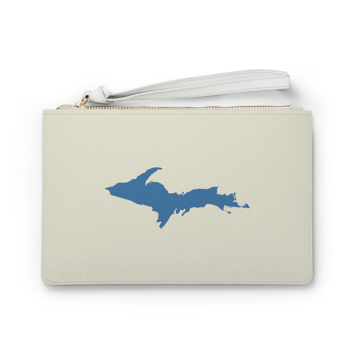 Michigan Upper Peninsula Clutch Bag (Ivory Color w/ Lake Superior Blue UP Outline)