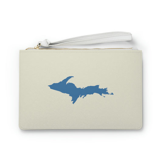 Michigan Upper Peninsula Clutch Bag (Ivory Color w/ Lake Superior Blue UP Outline)