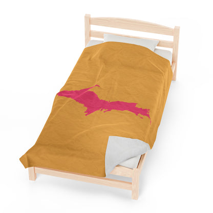 Michigan Upper Peninsula Plush Blanket (w/ Pink UP Outline) | Citrine