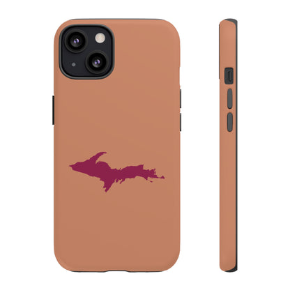 Michigan Upper Peninsula Tough Phone Case (Copper Color w/ Ruby UP Outline) | Apple iPhone