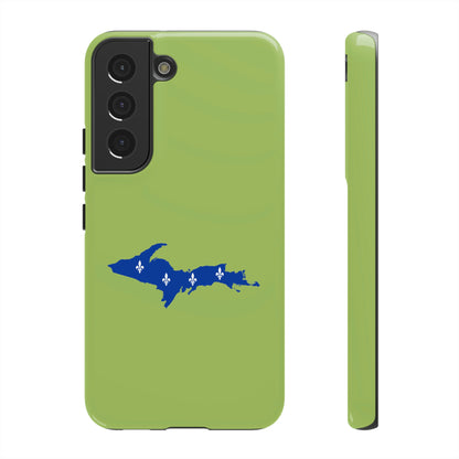 Michigan Upper Peninsula Tough Phone Case (Gooseberry Green w/ UP Quebec Flag Outline) | Samsung & Pixel Android